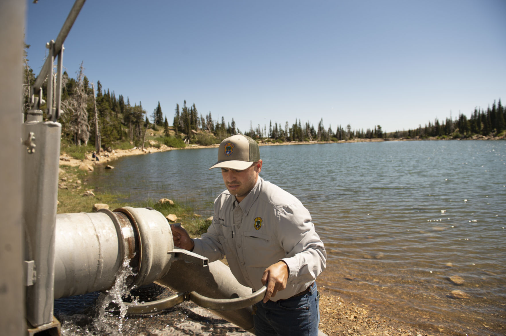 Stocking trout in Lake Cleveland